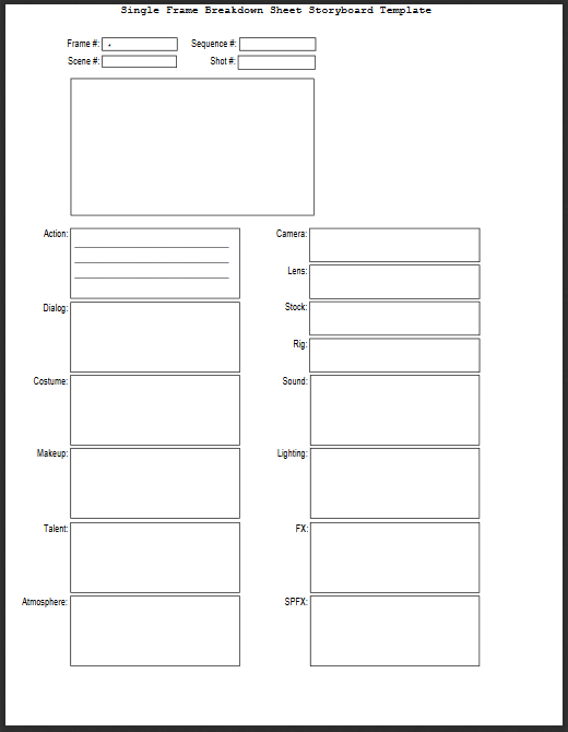 Breakdown-storyboard-template with labels