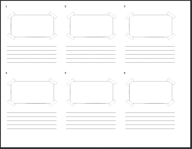 six-HD-storyboard-template with tape border for video